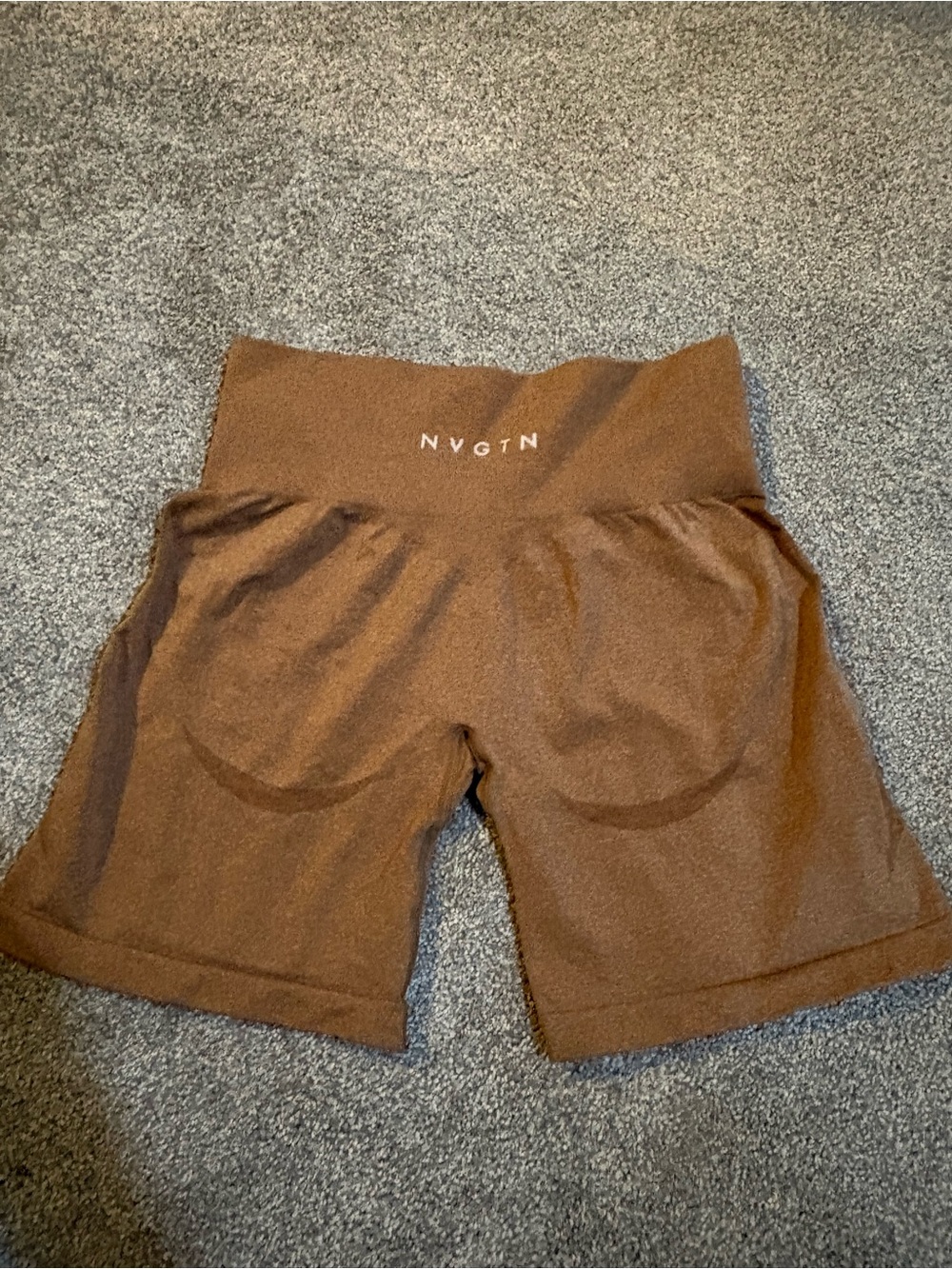 NVGTN Brown High Rise Contour Seamless Shorts- Medium